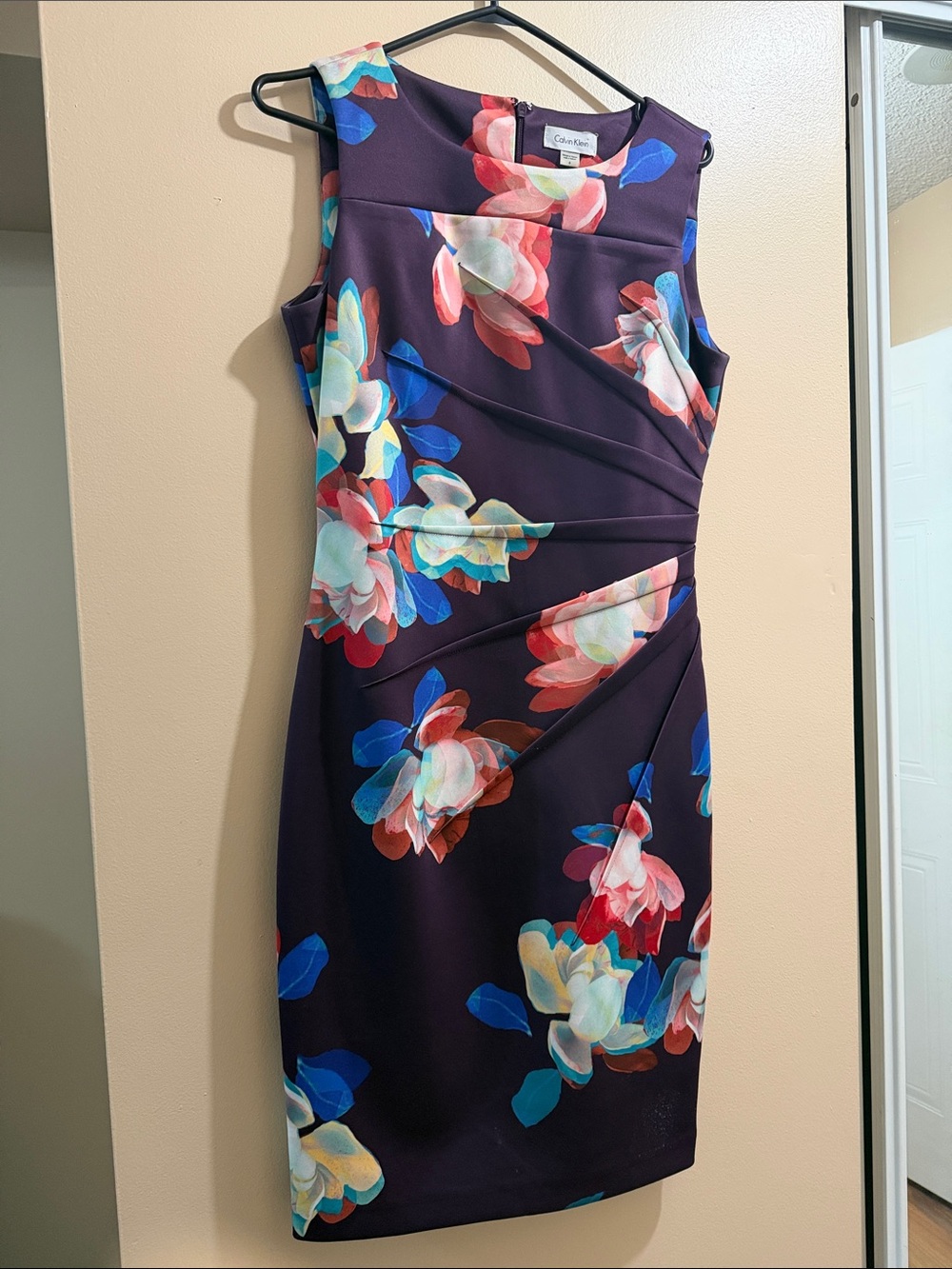 Calvin Klein Dark Purple Floral Sheath Dress